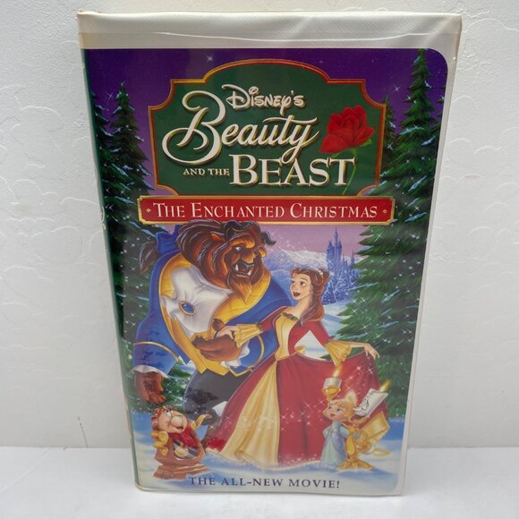 Vintage Disneys Beauty And Beast The Enchanted Christmas VHS Tape Clamshell CAse - Picture 1 of 10